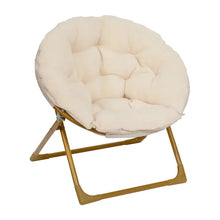 Load image into Gallery viewer, Kids Ivory/Soft Gold Faux Fur Saucer Chair
