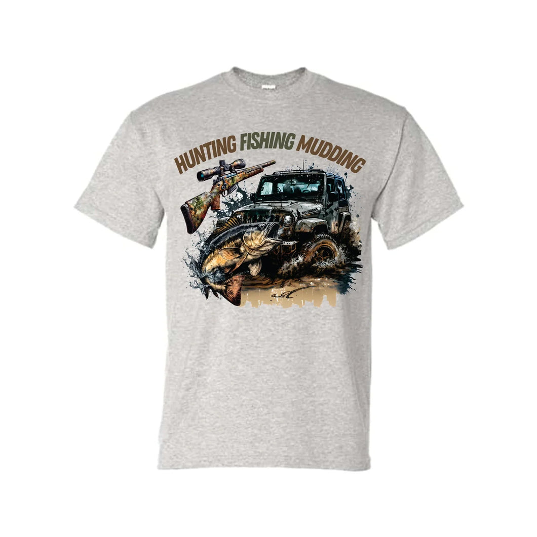 Hunting Fishing Mudding GRAPHIC TEE