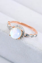 Load image into Gallery viewer, 925 sterling silver, 18k rose gold-plated,Round Moonstone Ring
