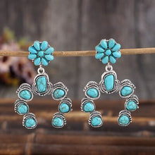 Load image into Gallery viewer, Artificial Turquoise Alloy Dangle Earrings
