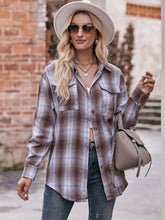 Load image into Gallery viewer, Plaid Dropped Shoulder Longline Shirt
