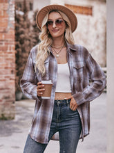 Load image into Gallery viewer, Plaid Dropped Shoulder Longline Shirt
