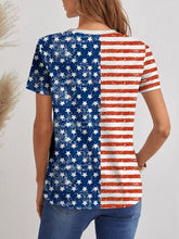 Load image into Gallery viewer, Printed Stars and Strips V-Neck Short Sleeve T-Shirt
