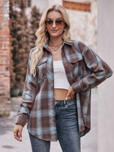 Load image into Gallery viewer, Plaid Dropped Shoulder Longline Shirt
