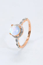 Load image into Gallery viewer, 925 sterling silver, 18k rose gold-plated,Round Moonstone Ring
