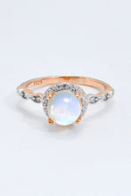 Load image into Gallery viewer, 925 sterling silver, 18k rose gold-plated,Round Moonstone Ring
