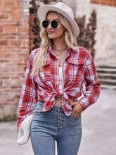 Load image into Gallery viewer, Plaid Dropped Shoulder Longline Shirt
