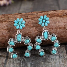 Load image into Gallery viewer, Artificial Turquoise Alloy Dangle Earrings
