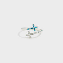 Load image into Gallery viewer, Zircon 925 Sterling Silver Double Cross Bypass Ring
