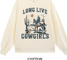 Load image into Gallery viewer, Long Live Cowgirl Print Sweatshirts for Women
