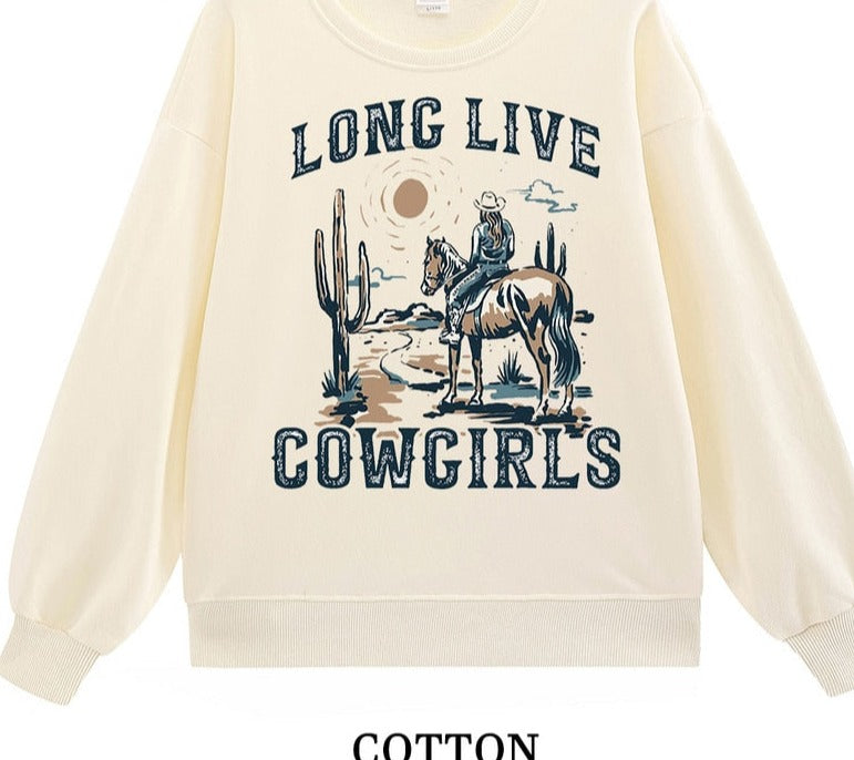 Long Live Cowgirl Print Sweatshirts for Women