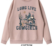 Load image into Gallery viewer, Long Live Cowgirl Print Sweatshirts for Women
