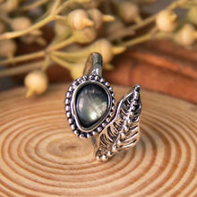 Load image into Gallery viewer, Moonstone Leaf Bypass Ring adjustable
