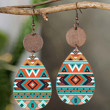 Load image into Gallery viewer, Geometric Wooden Teardrop Earrings
