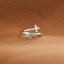 Load image into Gallery viewer, Zircon 925 Sterling Silver Double Cross Bypass Ring
