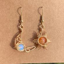 Load image into Gallery viewer, Beaded Moon and Star  Earrings
