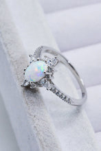 Load image into Gallery viewer, Platinum-Plated Opal and Zircon Ring
