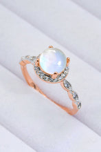 Load image into Gallery viewer, 925 sterling silver, 18k rose gold-plated,Round Moonstone Ring
